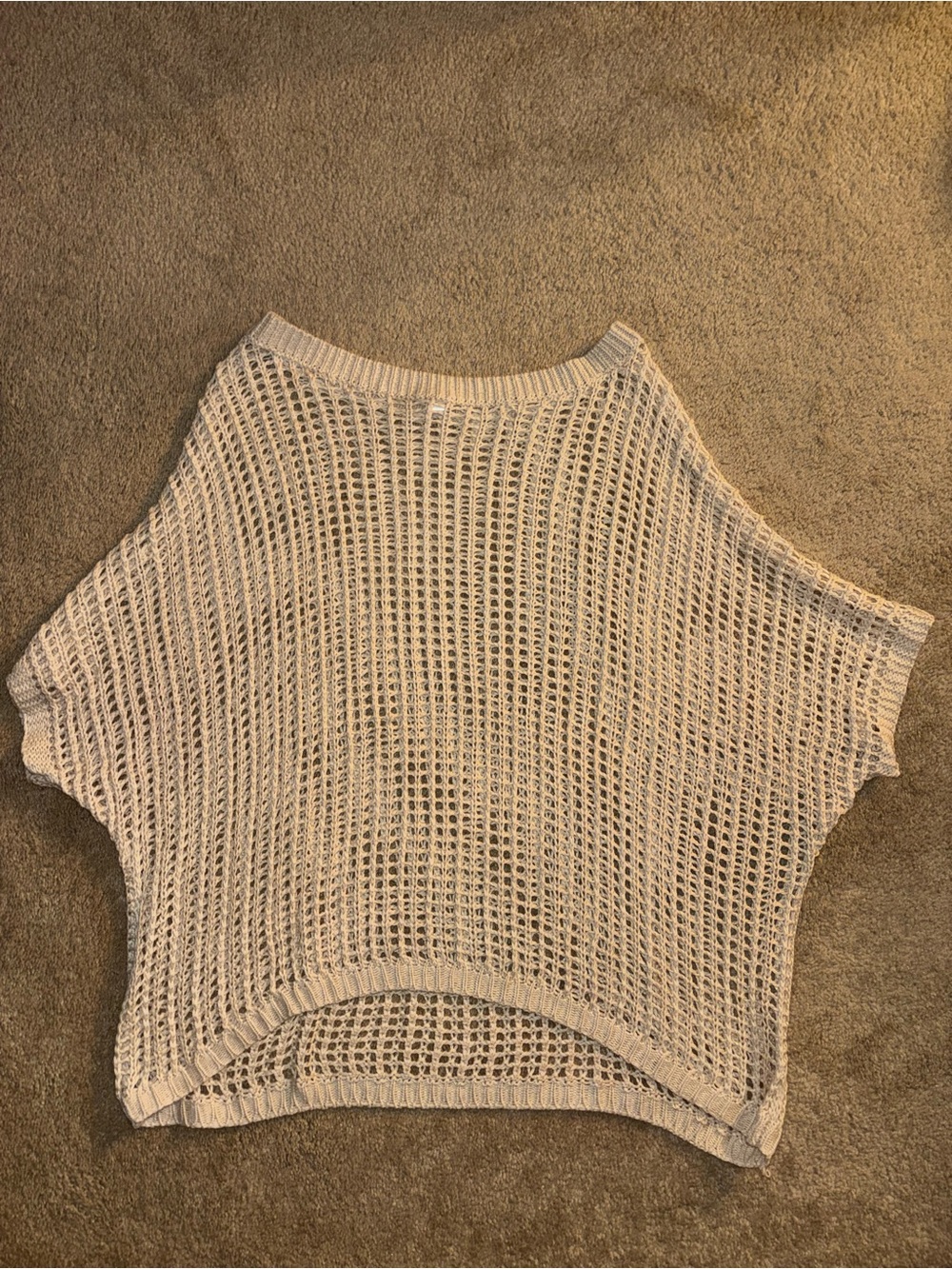 Light Cream Open-Weave Women’s Sweater Top